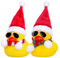 Mwmoeen Weihnachten Gummiente Autodekoration, 2 Stück Gelbe Quietscheente Duck Armaturenbrett Ornamente, mit Weihnachtshut Schal Sonnenbrille, Passend für Auto, Büro, Haus Dekoration