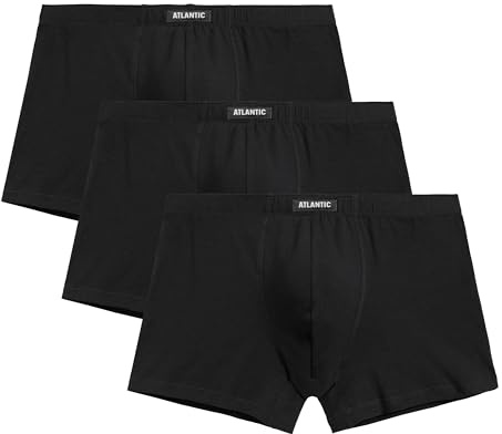 ATLANTIC UNDERWEAR 3er-Pack Herren Boxershorts | eng anliegende Herren Unterhosen aus weicher Baumwolle mit Elastan, klassischer Schnitt, perfekte Passform