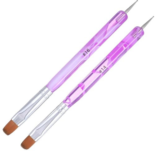 2 Stück Nailart Pinsel für Gelnägel French Nail Art Pinsel Nageldesign Fineliner Pinsel Nailart Lila Marmor Doppelkopf Dotting Pinselset Nail Brush Acryl Nagelpinsel für Nägel Tupfwerkzeuge
