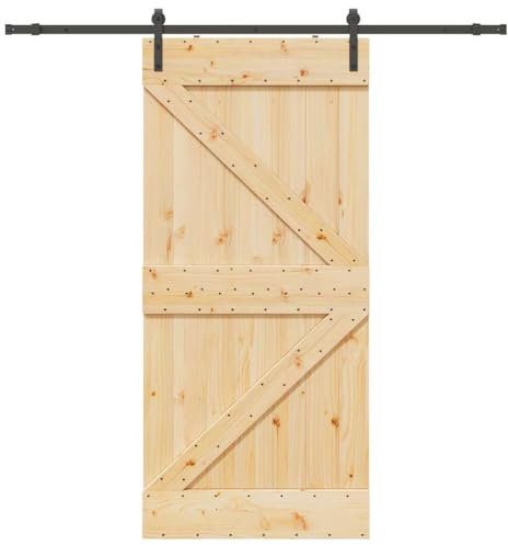 vidaXL Puerta corredera con herrajes madera maciza de pino 80x210 cm