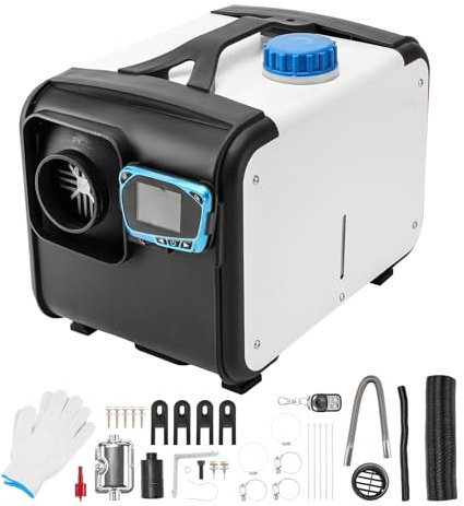 HALOYWB 12 V 5 kW/8 kW Diesel-Luftheizung, All-in-One-Standheizung (quadratisch), Einzellöcher mit hochwertigem Bildschirm, Heizung, weißer Kraftstoffheizer
