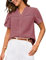 GRACE KARIN Casual Shirt Blusa Chiffon Donna Camicia Elegante Manica Corta Scollo a V Bottoni Ufficio Estiva Rosa polverosa L