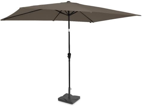 VONROC Sonnenschirm rechteckig 200x300 - Rechteckiger Sonnenschirm für Terasse, Garten, Balkon, Gastro - Knickbar, Kurbel, Wetterfest - Rapallo (Taupe_Set)