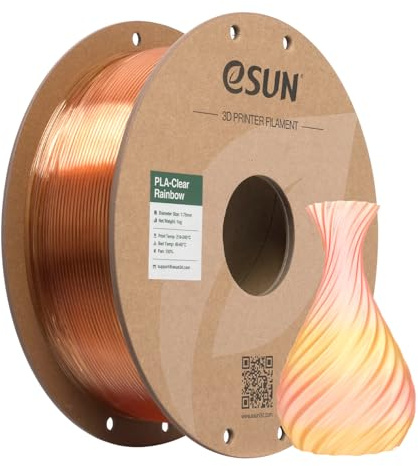 eSUN Clear Rainbow PLA Filament 1.75mm, Gelblich-rosa,1KG | Transluzentes mehrfarbiges 3D Druck Filament 1KG Spule (2.2 LBS) für 3D Drucker