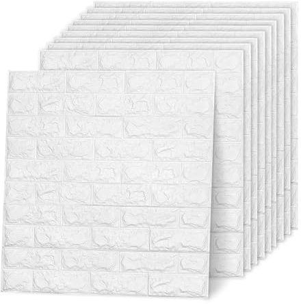 AllRight 30 Stück 3D Wandpaneele Selbstklebend Tapete Steinoptik Wandverkleidung 77 x 70 cm Wasserdicht Wall Panels Wandtattoos Küche Ziegelstein Wandaufkleber Wandplatten Weiß für Wanddeko