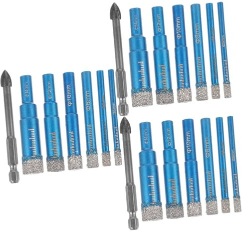DIYEAH 3 Set Punte da Trapano per Piastrelle Set da Punte Diamantate per Precisi in Ceramica Gres per Installazione Ristrutturazioni