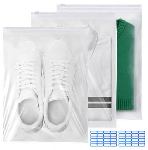 GESDYO 30Pcs Ziplock Bags 35x45cm Reusable Frosted Plastic Travel Storage Bags with Zip Lock Seal No Holes Waterproof Luggage Organiser Pouches for Clothes, Hospital & Office Supplies