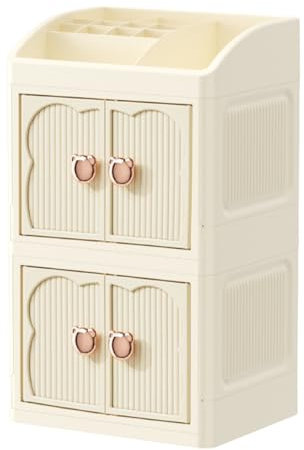 Nuytghr Vanity Makeup Organizer, 3 Tier Storage Rack, Stackable Display Stand, 15.35 Inches Rotating Cosmetic Counter Tray, 1 Set, for Bathroom, Bedroom, Sink, Desk, Corner Shelf Use