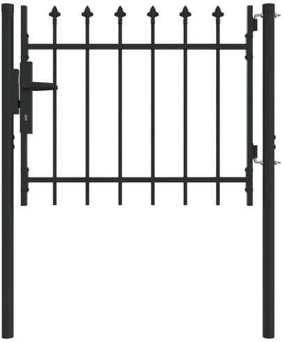 vidaXL Zauntor mit Schloss Grau 103 x 250 cm Pulverbeschichteter Stahl, Garten- und Terrassentor, robuster Zaun, langlebiges Outdoor-Zubehör, sichere Grenze, graue Stahlbarriere