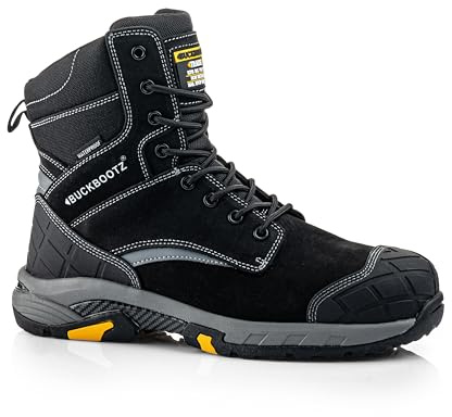 Buckbootz BUCKLER TRADEZ BLASTZ BLACK SAFETY HI-LEG ZIP SIDED WATERPROOF SAFETY BOOTS