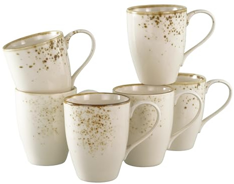 Creatable, 24653, Serie Nature Collection Creme, 6-teiliges Geschirrset für 6 Personen, Kaffeebecher Set aus Steinzeug, spülmaschinen- und mikrowellengeeignet, Qualitätsproduktion