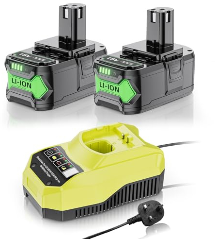 5000mAh Replacement for Ryobi 18V Battery, 4A P117 Battery Charger for Ryobi 18v, P108 Battery and Charger Compatible with RB18L50 RB18L25 RB18L40 RB18L20 RB18L15 RB18L13 P102 P103 P104 P105 P106