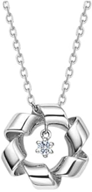 Beydodo Collana con ciondolo in platino 950 750 585 375 in oro bianco, collana da donna con mulino a vento con diamante 0,01 carati, ciondolo catena in oro bianco 45 cm, Metallo, Diamante