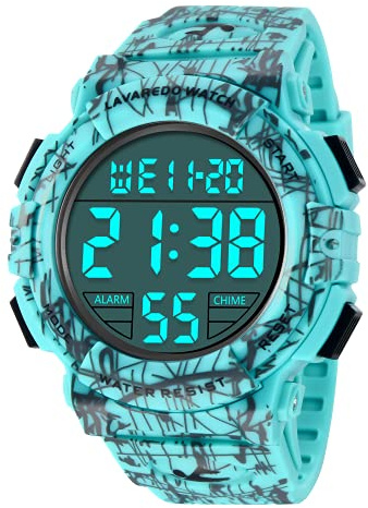 Digitale Herren-Digitaluhr, Militär-Uhren für Herren, 5 ATM wasserdicht, Outdoor-Sportuhr mit Licht/Alarm/Datum/stoßfest/Chronograph, Geschenk, Malachitegreen