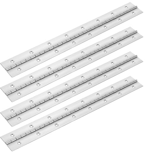 SOUJAP Stainless Steel Piano Hinge, Continuous Metal Hinge for Cabinet Door and Window, Silver, 400 x 50 x 1.5 mm, 4 Pack