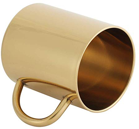 400mL 304 Stainless Steel Dual Layer Coffee Mug Coffee Cup Anti Scalding Coffee Beer Tea (Gold)