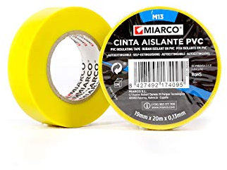 miarco 26669 - Cinta aislante de PVC M13 Amarillo 19mm x 20m x 0,13mm