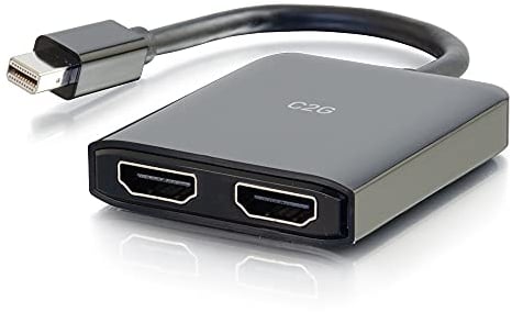 C2G Mini DisplayPort™ 1.2 to Dual HDMI® MST Hub 4K Doppelmonitor MST Hub, Mini DP Multi-Stream Transport (MST) Multiple Monitor Splitter,Schwarz, 84292