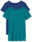 Amazon Essentials Women's Active Quick Dry Tech Stretch Short-Sleeve Crewneck T-Shirt (Available in Plus Size), Pack of 2, Blue/Teal Green Space Dye, XL