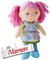HABA Stoffpuppe Beatrice mit Namen Bestickt, Erste Baby Puppe zum kuscheln, Pinke Haare, Weiche Mädchen Kuschelpuppe, Kinder Geschenk-Idee Babypuppe als Taufgeschenk