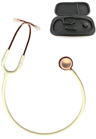Hospitrix Stethoskop Professional Line Stealth Edition mit GRAVUR + Kostenlose Premium Tasche! (Pink Gold Edition/Weiß)