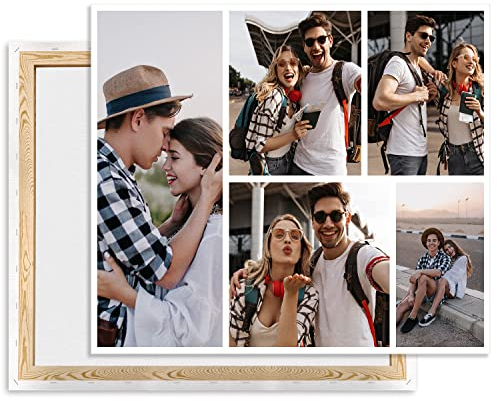 Leinwand bild mit fotos selbst gestalten 80 x 60, eigne 5 Fotos auf Leinwand drucken Lassen, Fotogeschenk, Wandbild mit Wunschmotiv personalisiert Querformat [128]