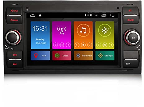 GONFEN 7-Zoll Android 12 Autoradio für Ford Focus Transit Galaxy Kuga Fiesta Fusion C/S-MAX Mondeo mit GPS Navi CarPlay Android Auto Mirror Link WiFi Bluetooth USB A2DP DSP RDS 32GB ROM
