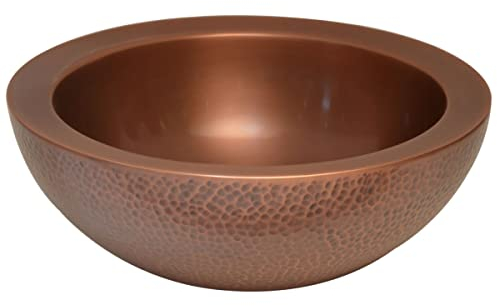 WASCHBECKEN FARIS Ø 40cm aus Kupfer rund doppelwandig Hammerschlag Industrie Chic Metall AUFSATZWASCHBECKEN WASCHTISCH Badezimmer CMDM08 Casa Moro