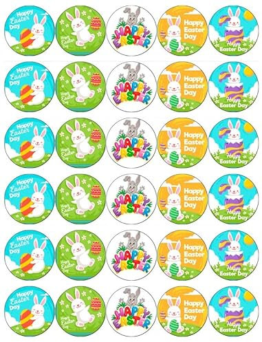 30 Easter Bunny Cupcake Toppers Edible Happy Easter Bunnies Wafer Paper Fairy Cake Toppers Birthday Cakes