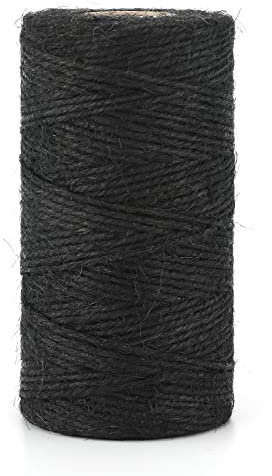 G2PLUS Black Jute String Twine 2MM, 100M Natural Garden Jute Rope, 2 Ply Art and Crafts Linen String Black for DIY Craft; Gardening Use