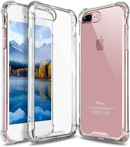 Rival Gadget Shockproof Gel Case for iPhone 7 Plus/iPhone 8 Plus Clear Bumper back Case Soft TPU Silicone Case Cover[Drop Protection] Crystal Gel Case