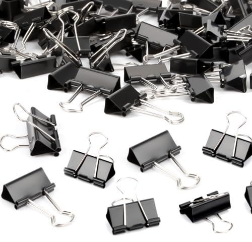 Ziamzra 100 Pezzi Clip Ferma Carta 25 mm Clips Binder Metallo Molle Fermacarte Clip Fogli Clip Fermacarte Nero Pinze Fogli Clip per Raccoglitori per Home Letter Paper Ufficio Fotografie Scuola