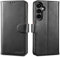 LENSUN Funda para Samsung Galaxy S23 FE 5G, Carcasa Cuero Genuino [Bloqueo RFID] con Tapa Cierre Magnetico y Ranuras para Tarjetas Cartera Libro Protección movil Galaxy S23FE- Negro