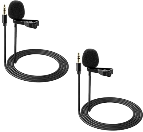 NEEWER 2 Pack Wired Lavalier Ansteckmikrofon kompatibel mit DJI Mic Sender drahtlose kompatibel mit Rode Wireless GO II 2, kabelgebundenen Mini Mic mit omnidirektionalem Kondensator für YouTube, CM5