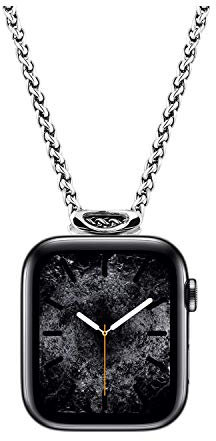 HiPai Necklace Adapter Pendant Compatible with Apple Watch, Infinity & Double Loop Connector Comes with 32inch Stainless Rollo Wheat Chain 3mm for iWatch Series 10/9/8/7/6/5/4/SE/Ultra 2/Ultra