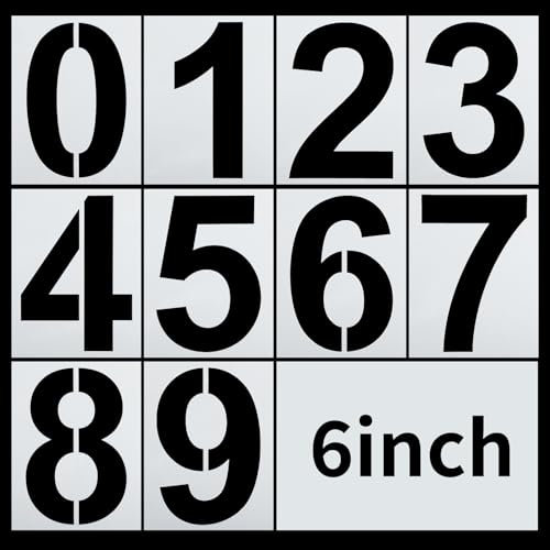 15,2 cm Zahlenschablonen, 0-9 Adressnummern-Schablone, wiederverwendbare Kunststoff-Zahlenschablonen, digitale Vorlagen, Kuchenschablone, Adressnummer, Malschablonen für Briefkastenschilder