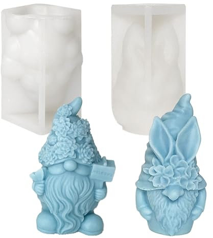 Liwein Silikonform Weihnachten Wichtel, 2 Stück DIY Santa Zwerg Silikonform Kerzenhalter, Silikonform Kerze Weihnachtsmann, 3D Silikonformen Gießformen für Duftkerzen Seifen Süßigkeiten Gießformen