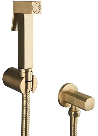 Spruzzatore Bidet Per Wc Oro Spazzolato Doccino Per Bidet Attacco Universale Acqua Fredda Per WC Da Bagno Oro Spazzolato uno
