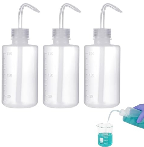 3 Stück Spritzflasche 250ml,Kunststoff Squeeze Flasche,Laborflasche Waschflasche,Labor Spülflasche Transpartent,Chemikalien Waschflasche,Quetschflasche Für Laborreinigung Pflanzenbewässerung,Kiuiom