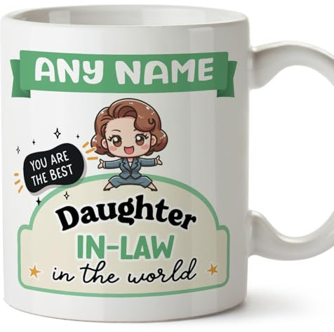 MUGFFINS Daughter in Law Mug - in English - Best in The World - Kawaii - Funny Gift - Ceramic 11oz Mug