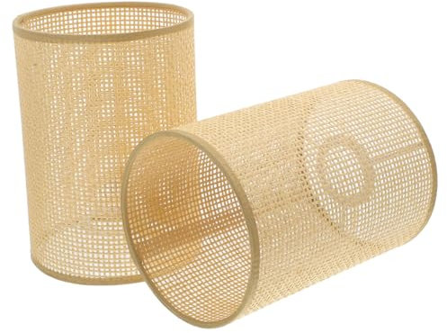 Homoyoyo 2piezas Pantalla De Lámpara De Ratán Tejida Rústica De Lámparas De Mesa y Colgantes Para Decoración De Interiores