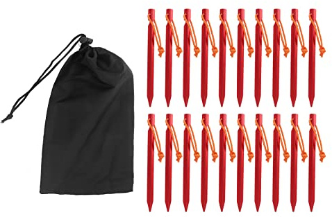 Robuste Zeltheringe in V-Form, Camping-Heringe mit Seilen, Zeltzubehör aus 7075-Aluminiumlegierung für den Außenbereich, 18 cm ultraleichte, wasserdichte Zeltheringe für (Rot)