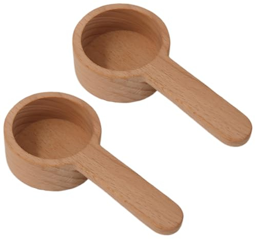 Lot de 2 Cuillères à Café en Bois, Cuillères Doseuses pour Café, Doseurs en Bois de Hêtre, cuillères de Mesure Multifonction, Accessoires de Cuisine pour Thé, Grains de café et épices