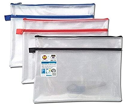 ARK 12 X A4+ Twin Pocket Tuff Bag School Waterproof Storage Strong Pencil Pen Case Zip Wallet (360x 260mm)