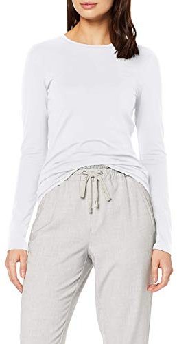 OPUS Damen Langarmshirt | Longsleeve SMILLA Slim aus Jersey White, 42