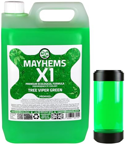 Mayhems - X1 Premixed PC Coolant - Computer Water Cooling Fluid - Liquid Cooling, Eco Friendly Series, 5 Litre, Tree Viper Green