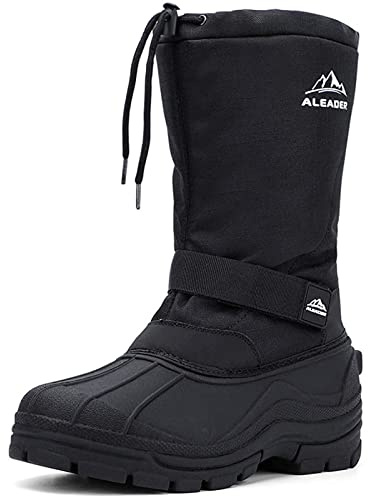ALEADER Winter Boots for Men, Waterproof Snow Boots Hiking Shoes Black 11 D(M) US