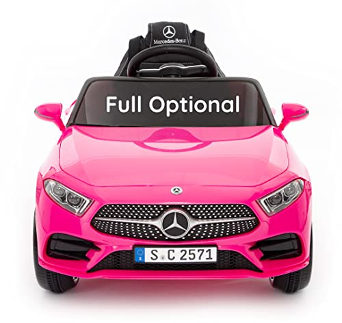 BabyCar Mercedes CLS 350 AMG | Macchina Elettrica per Bambini 12V con 2 Motori 25W | Auto Elettrica Per Bambini Telecomandata, Sedile in Pelle, Porte Apribili, MP3/USB | Licenza Ufficiale | Rosa