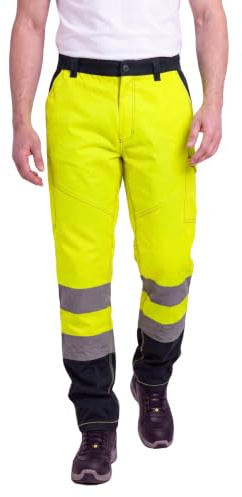 Mivaro Warnschutzhose Lange Warnschutz Arbeitshose S - 5XL | EN ISO 20471 Klasse 2 zertifiziert, 3M-Scotchlite Reflexstreifen, Bundhose mit Stretch-Bund, Zollstocktasche, atmungsaktiv