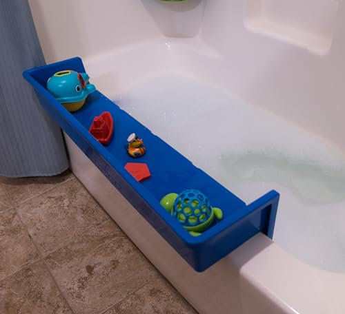 Tub Topper® BadewannenSpritzschutz Spielregal Bereich – Spielzeugablage Caddy Halter Aufbewahrung – Saugnäpfe Befestigung an der Badewanne – kein Verschütten von Wasser im Badezimmer – Spaß für